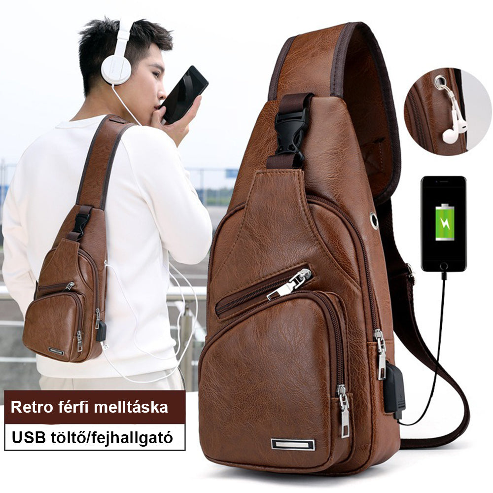 Dollcini Férfi Műbőr Válltáska – Karcálló, USB