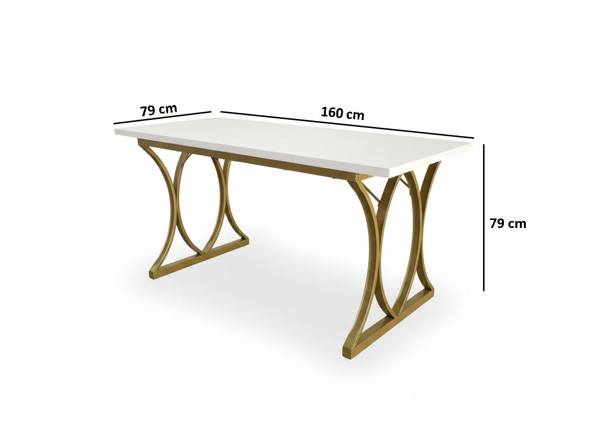 Dollcini Otthon Fehér Étkezőasztal Arany Lábakkal