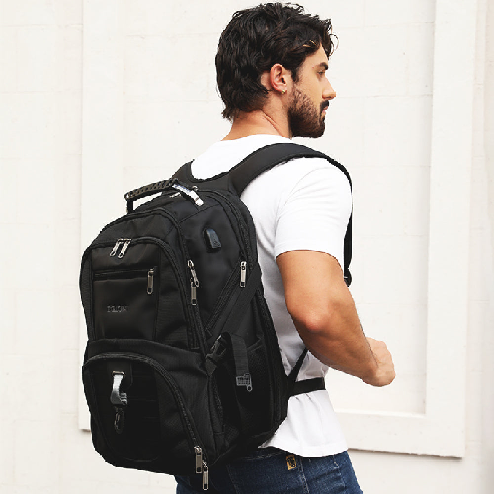 Dollcini Uniszex Laptop Hátizsák – Vízálló Utazóhátizsák, USB Töltőporttal, Fekete