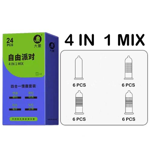 Dollcini 4 az 1-ben Spirálmintás Óvszerkészlet – Stimuláló és Vékony, 24 db