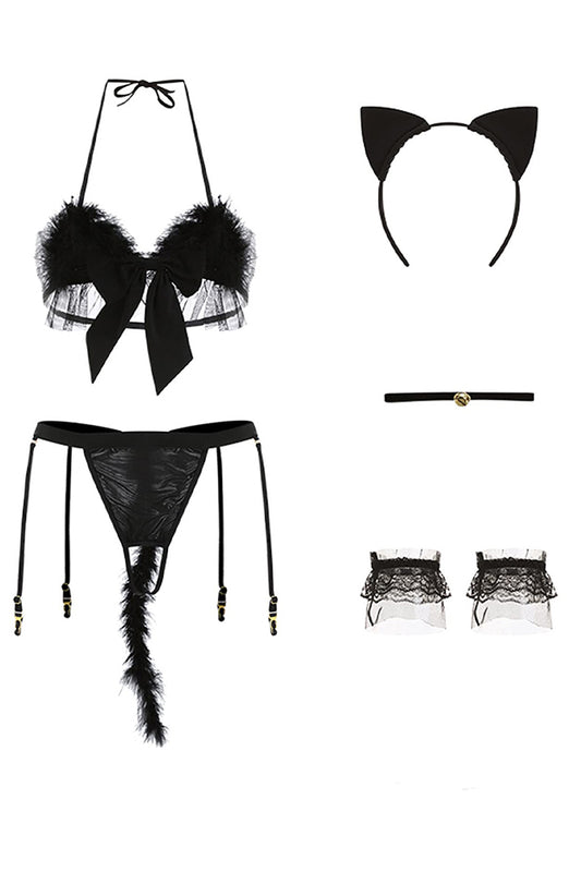 Dollcini Szexi Macskanő Body – Füles Fehérnemű Szett Hajráffal