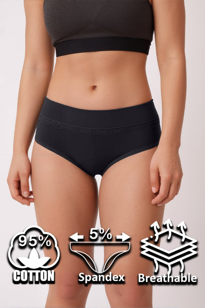 Dollcini ,Magas derekú női bugyi ,95% Pamut + Spandex-Többszínű, 6 db-os Csomag,69352