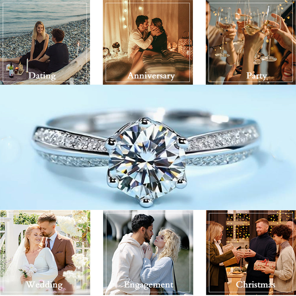 Dollcini Moissanit Eljegyzési Gyűrű – Állítható, 925 Ezüst, Díszdobozzal