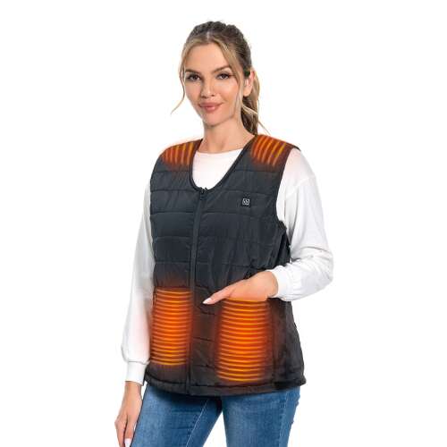 Dollcini Fűthető Női Mellény – 9 Zónás, USB Töltéssel, Fekete [A powerbankot külön kell megvásárolni]
