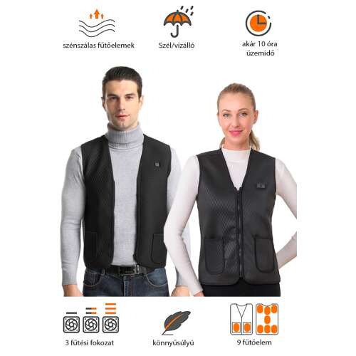 Dollcini Férfi Fűthető Mellény – V-nyakú, USB Fűtésű, Stílusos és Meleg [A powerbankot külön kell megvásárolni]