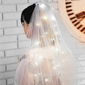 Dollcini Világító LED-es Szarvas Fejpánt – Fátyollal, Fehér