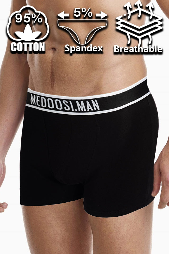 Dollcini Légáteresztő Pamut Férfi Boxeralsó - 95% Pamut, 3 darabos szett ,sötétkék