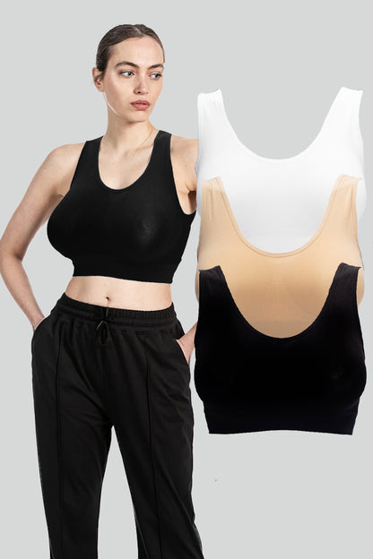 Dollcini Varrás Nélküli Női Sportmelltartó -  Kényelmes, 3 db-os Csomag