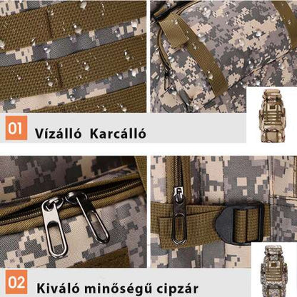 Dollcini Katonai Stílusú Férfi Túrahátizsák – 80L, Vízálló