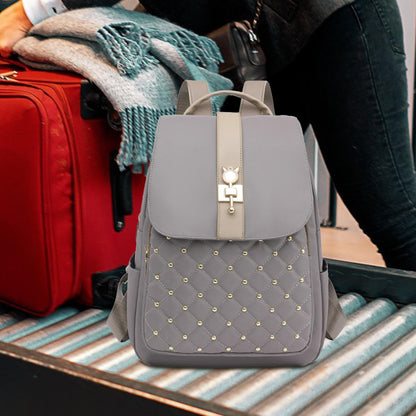 Dollcini Lopásgátló Nylon Hátizsák – Nagy Kapacitású Campus Hátizsák, Arany díszítéssel